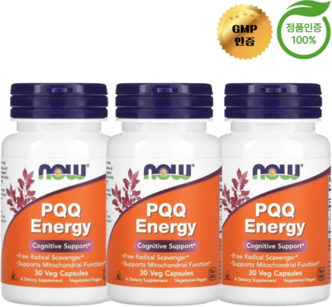 2+1 나우 푸드 PQQ Energy 20mg 베지 캡슐 30정, 3개 - 쿠팡