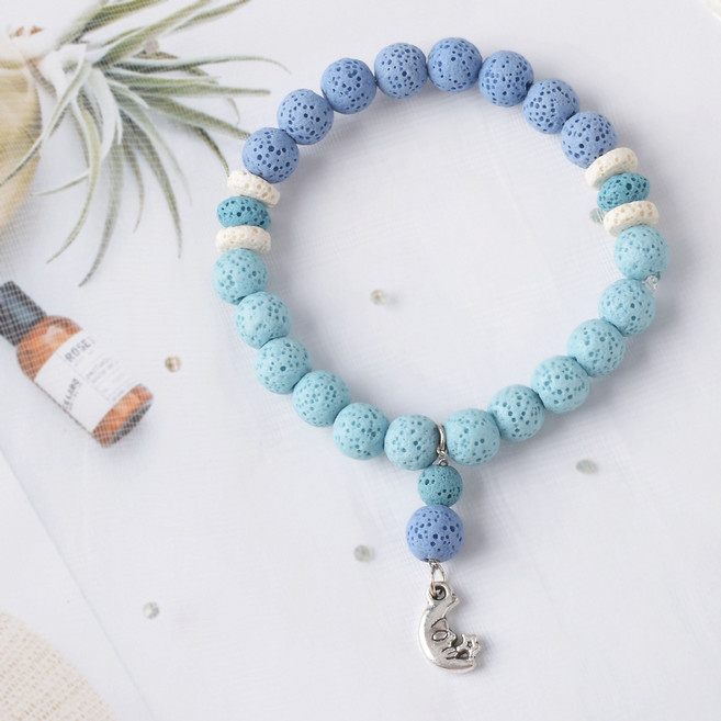 캔디색 화산석 커플 팔찌