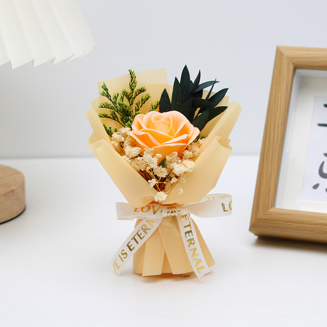 러브 한송이장미 안개프리저브드 꽃다발, 1개, 샴페인