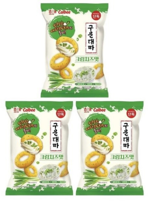 해태 구운대파 크림치즈맛 (사탕증정), 110g, 3개
