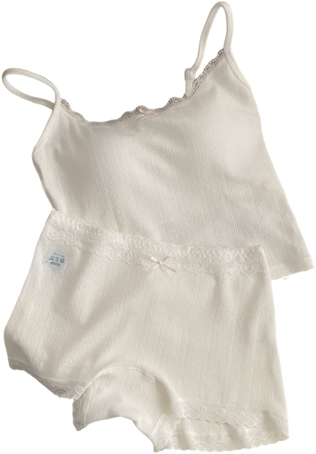 젬버트 여성 귀여운 순면 캡내장 나시 사각팬티 속옷세트