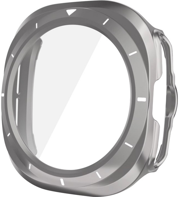 더조은셀러 갤럭시워치 호환 풀커버 풀글라스 강화유리 케이스, 티타늄 실버, 1개