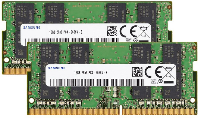 삼성 32GB 2x16GB DDR4 2666MHz PC421300 PC42666V CL19 SODIMM 2Rx8 듀얼 랭크 12V 260핀 노트북 램 메모리, 삼성 32GB 2x16GB DDR4 2666MHz PC