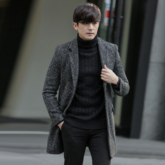 비시크 코일트 헤링본 코트