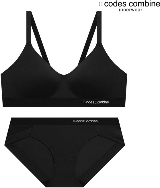 컴포트 쉘론 노와이어 브라팬티 세트_블랙