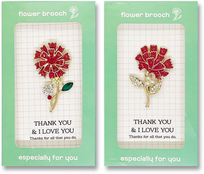 영원365 카네이션용돈박스 꽃다발 LED무드등 카네이션브로치 카네이션볼펜 가정의달선물, X70-4 카네이션브로치+감사카드세트 1+1, 1개