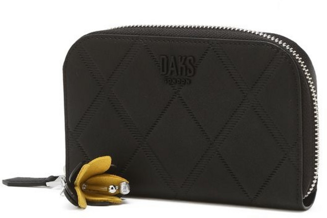 [백화점 정품] 닥스 ACC [25FW] [아가일] 블랙 소가죽 지퍼돌이 중지갑 DCWA5F814BK