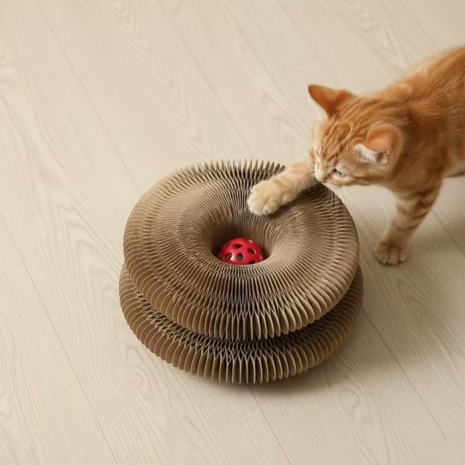 고양이 아코디언 스크래쳐 매직볼 고양이 장난감 원형 스크레쳐 스크래처 스크레처 분리불안 스트레스해소