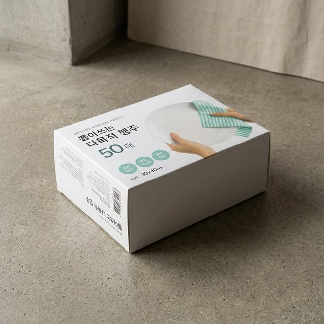다이소 부직포 행주 일회용 주방 청소 타올 30x40cm 50매 대용량, 민트(화이트)_패턴(지그재그 스트라이프)