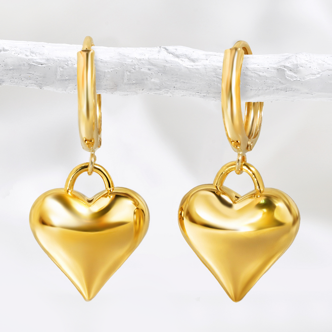주리에떼 24K 순금 여성 골드 하트 루이스 금 귀걸이 기념일 선물(14K/18K 원터치링)