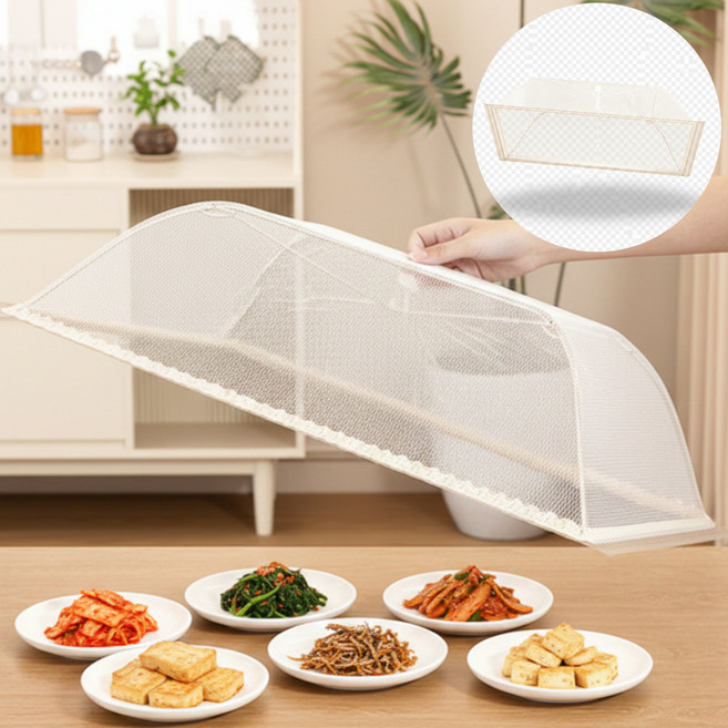 뮤젠트 중대형 레이스 원터치 음식 밥상 덮개, 1개