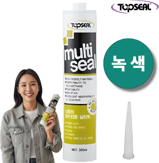 TOPSEAL 우레탄 변성 실리콘 녹색 옥상방수 보수 Multi-seal 노즐포함 300ml, 1개