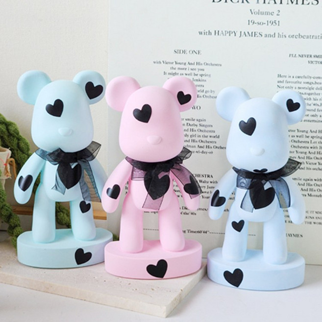 하트 빅베어브릭 석고방향제(18cm), 블루, 블랑쉬