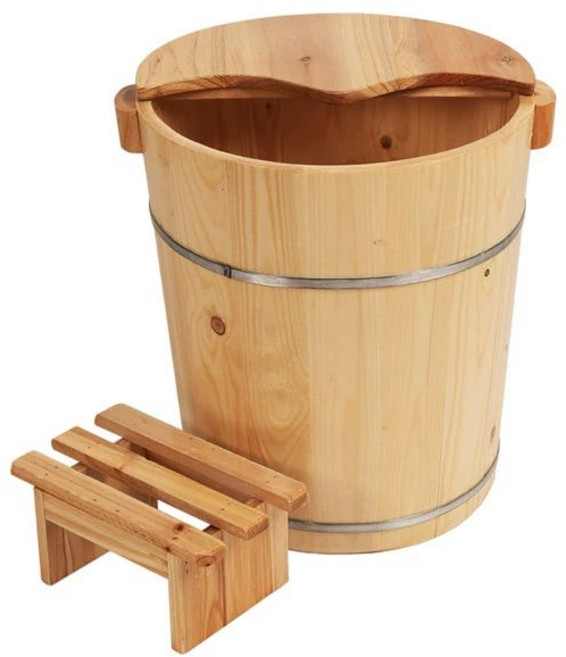 히노끼 족욕기 편백나무 카페, 곡선형 뚜껑+40cm 통+스팀 소나무, 기본 모델명/품번