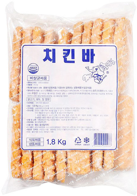 1.8kg 맘모스 치킨바 간편조리식, 1개