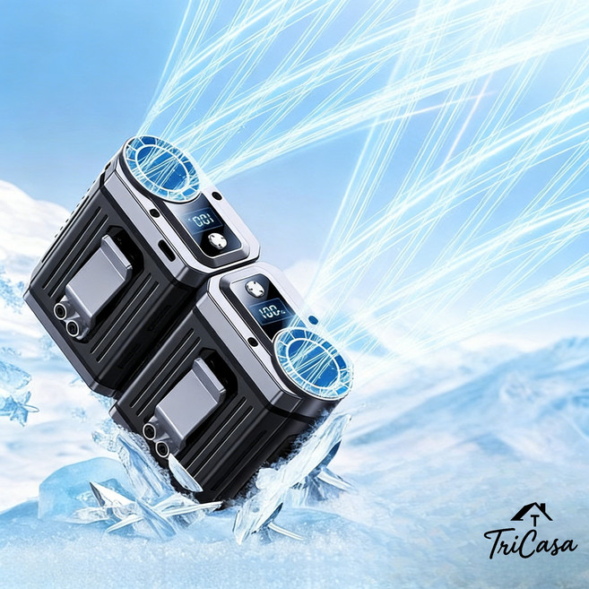 마그네틱 흡착식 AI 냉각 허리선풍기 휴대용 아이스 듀얼 냉풍기 고출력 저소음 선풍기 분리 사용 가능, 블랙, TRI-263