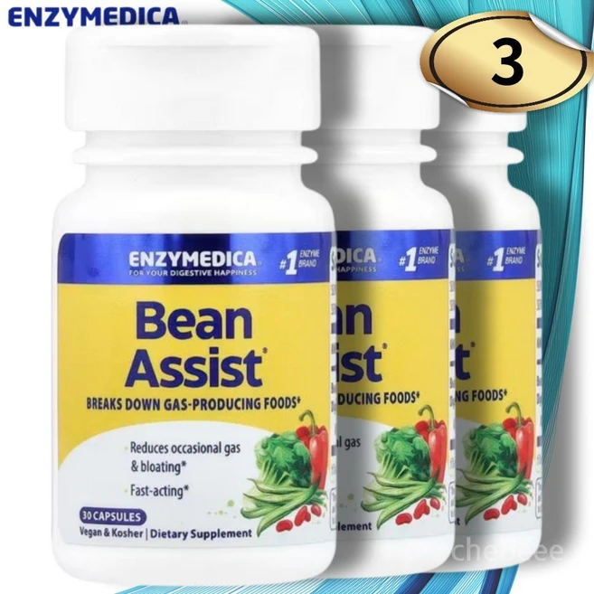 엔자이메디카 빈 어시스트 다운 가스 콩 소화 효소 30캡슐 3병, 30정, 3개 - 쿠팡