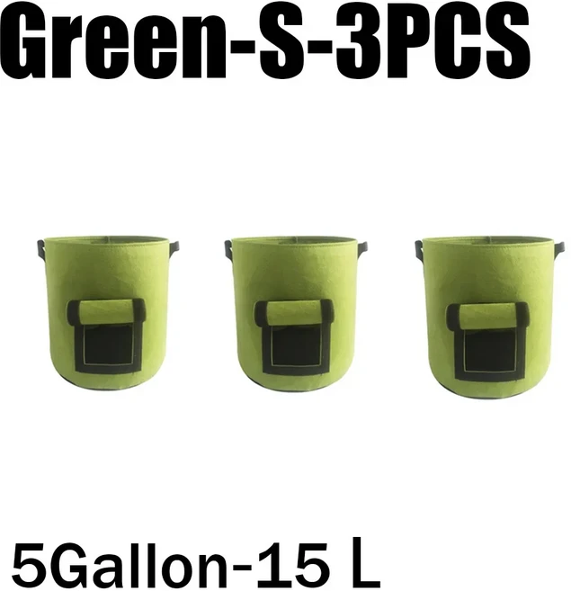 펠트 식물 재배 가방 부직포 원단 정원 감자 냄비 온실 야채 보습 수직 도구 3 가지 스타일, Green-S-3PCS