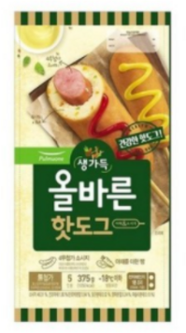 풀무원 (모바일)풀무원 올바른 핫도그, 375g, 4개