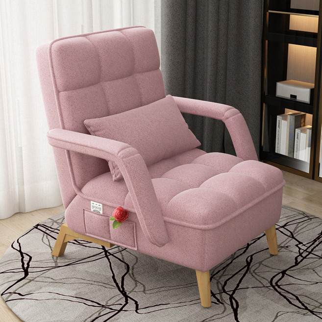 懶人沙發椅 榻榻米客廳臥室陽臺單人小戶型皮革躺臥靠背椅子, 1個, 粉紅（3D面料）