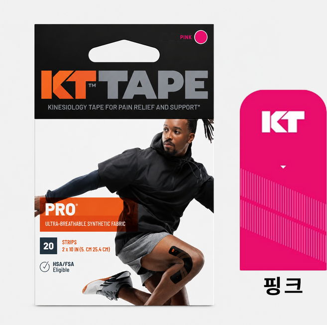 KT테이프 프로 PRO Pre-cut 핑크 컬러 키네시올로지 스포츠 근육 테이핑 손목 무릎 어깨 근육 케이티테이프, 1개, 1롤