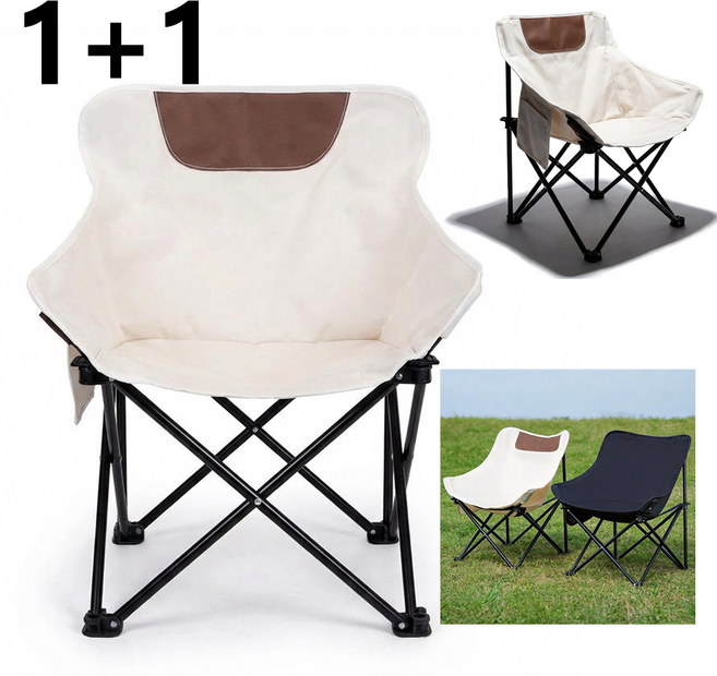 1/1+1 접이식 캠핑의자 릴렉스 캠핑의자 캠핑용품, 1개, 화이트