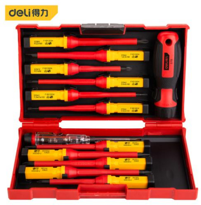 델리 VDE 절연 스크루드라이버 세트 전기기사 마그네틱 슬롯 팁 와이어 케이블 수리 가정용 수공구, 1개
