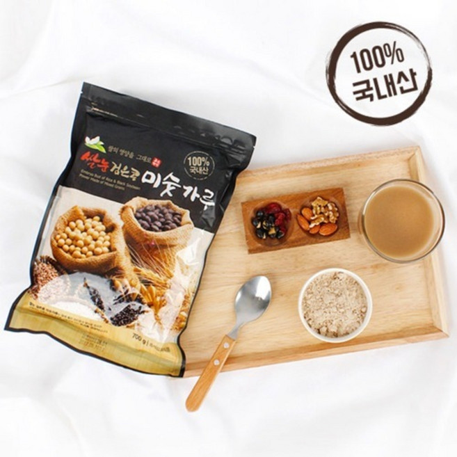 국산 미숫가루 쌀눈 검은콩 선식 곡물 가루 우유 온가족 직장인 학생 아침 식사대용 맛있는 고소한 700g, 2개