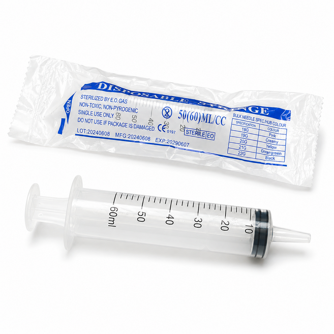 립트 반려동물 피딩용 주사기 60ml, 2개, 투명