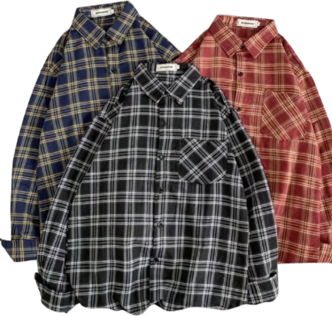 샵앤라 긴팔 루즈핏 체크 남방