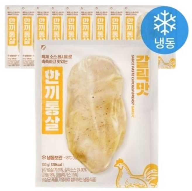 한끼통살 닭가슴살 갈릭맛, 100g, 10개