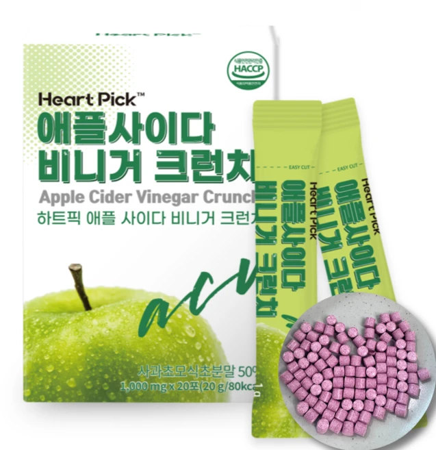 애사비 캔디 젤리 애플 사이다 비니거 스틱 정 크리스피 구미 쏘베스트, 1개, 20g - 쿠팡