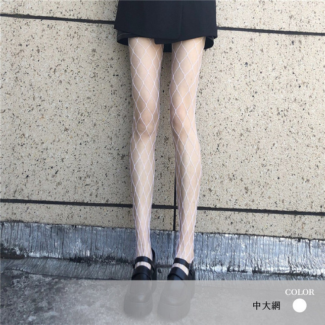 LUCISSI 性感連身網襪 耐勾彈性中網絲襪 黑白兩色可選