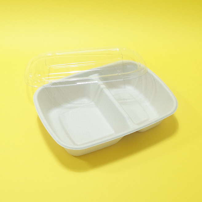 엠엔피 일회용 펄프도시락 2칸 나눔 샐러드용기, 1개, 100세트