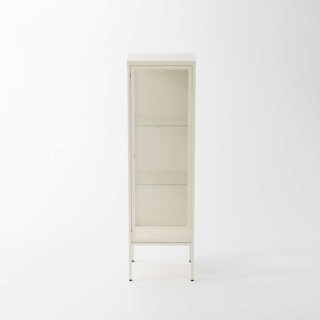 비유가구 Juno 1문 유리 장식장, 베이지