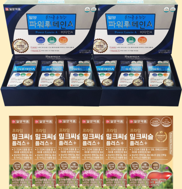 일양약품 눈건강 간건강 눈 영양제 루테인 일양 눈건강 루테인 밀크씨슬, 30정, 6개