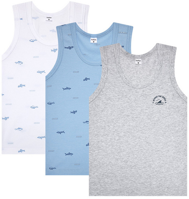 수아팜 남아용 샤크 쿨 런닝 3장 세트 (10대 아동 속옷 청소년 초등 학생 중학생)