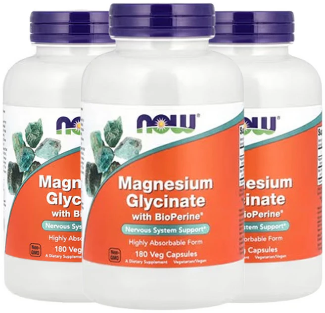 나우푸드 BioPerine®이 함유된 마그네슘 글리시네이트 180베지캡슐, 3개, 180정 - 쿠팡