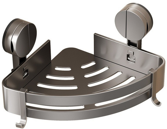 라이프툴스 욕실 흡착식 선반 무타공 코너 선반, 1개, 코너그레이