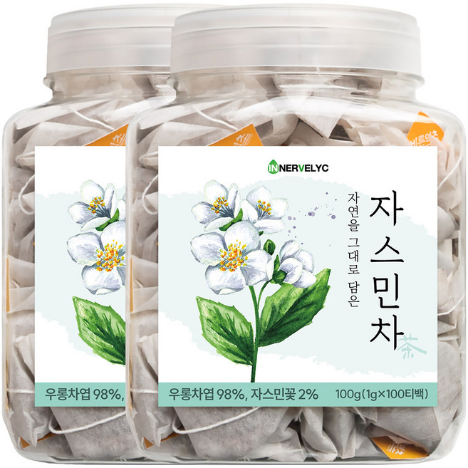 이너블릭 1500만 티백 판매 자스민차 티백, 2개, 100개입, 100g