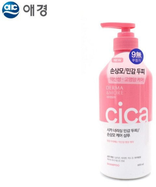 애경 더마앤모어 시카 너리싱 민감두피 손상모 샴푸 600ml 두피케어 약산성 저자극 손상케어, 애경 더마앤모어 시카 너리싱 민감두피 손상모 샴푸 60