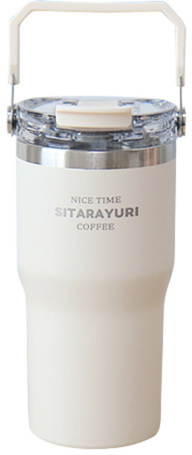 시타라유리 투웨이 손잡이 텀블러 T40, 화이트, 600ml, 1개