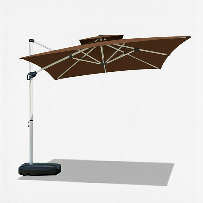 리브포어스 야외 대형 사각 파라솔 카페 테라스 정원 야외용 횡단보도 신호등 크랭크 폴딩, 2.5미터 사각 파라솔_브라운
