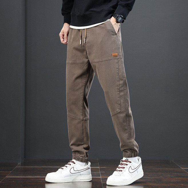 韓系美式潮流寬鬆九分束腳工裝褲