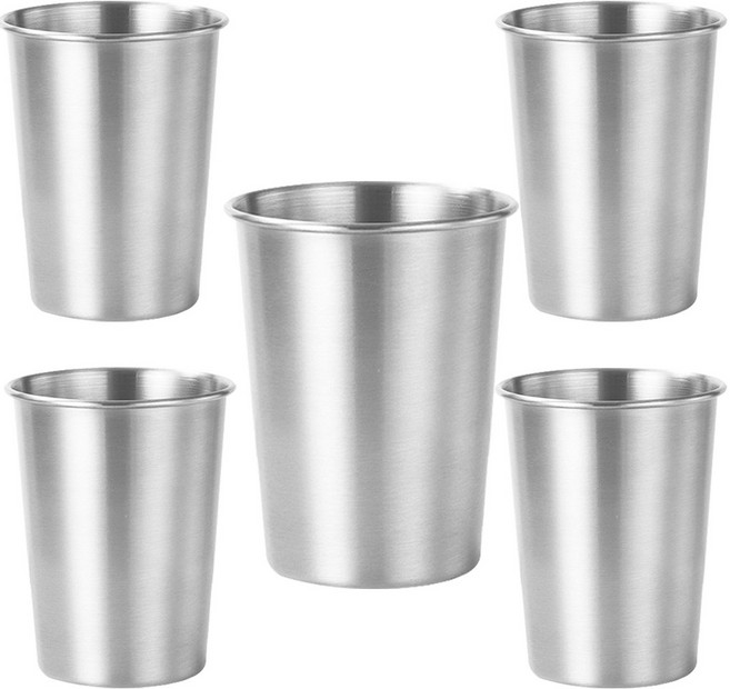 스텐물컵 400cc 스텐레스304 스텐컵 400ml 맥주컵, 5개, 실버