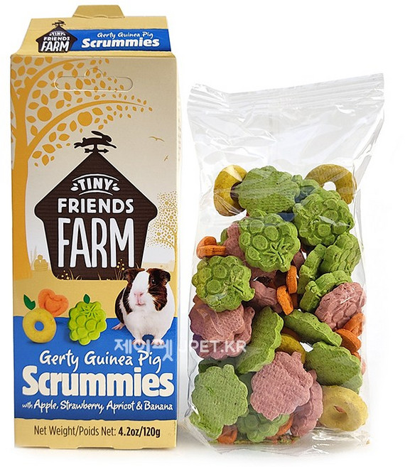 제이펫 슈프림펫 거티 스크러미스 - 사과&딸기&살구&바나나 토끼 기니피그 친칠라 햄스터 간식, 120g, 1개