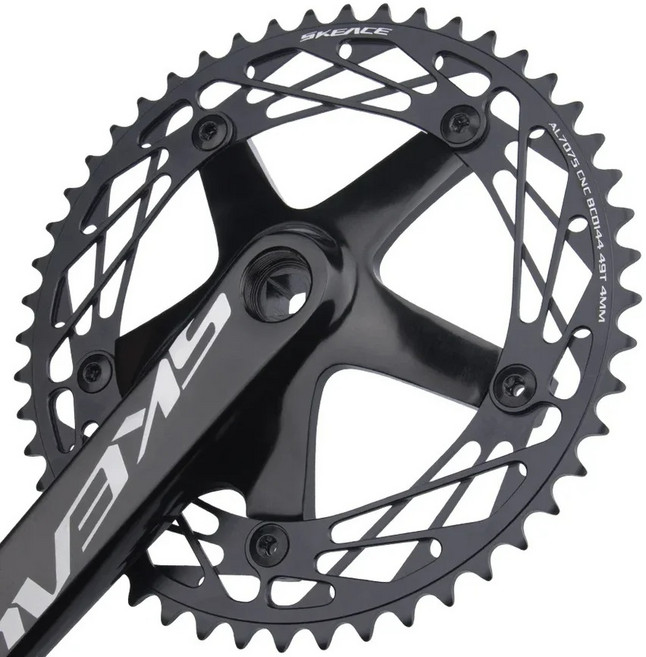 픽시 자전거 크랭크셋 산악 자전거 스퀘어 홀 경량 크랭크 단일기어 48T 49T, 블랙 48T, 1세트