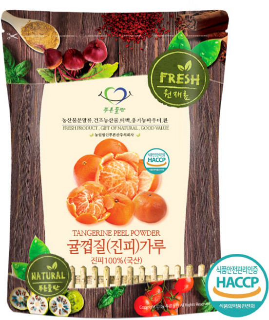 푸른들판 국내산 귤껍질 귤피 진피 분말 가루 HACCP 인증, 300g, 1개