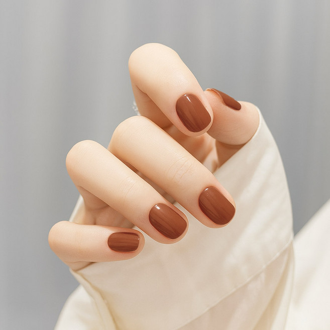 유행백서 짧은 손톱 붙이는 컬러 네일팁 라운드 숏타입 24pcs, 1개, ST117-밀크초코