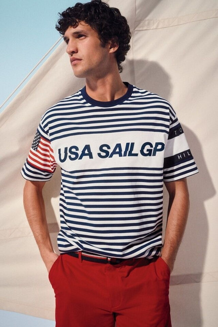[국내매장판] 타미힐피거 남성 26SSTH X US sail GP 마린 스트라이프 티셔츠T12G1TPO870MA1YBL T12G1TPO870MA1YBL